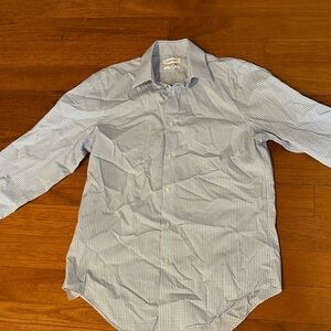 Calvin Klein Men's Light Blue Checkered Dress Shirt